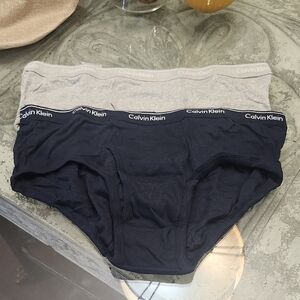 Calvin Klein Men's Cotton Underwear - Navy and Gray Hip Briefs XL New